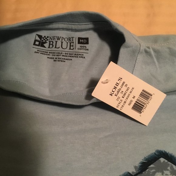 New Port Blue Men's T-Shirt Blue NWT Size Med - Picture 3 of 5